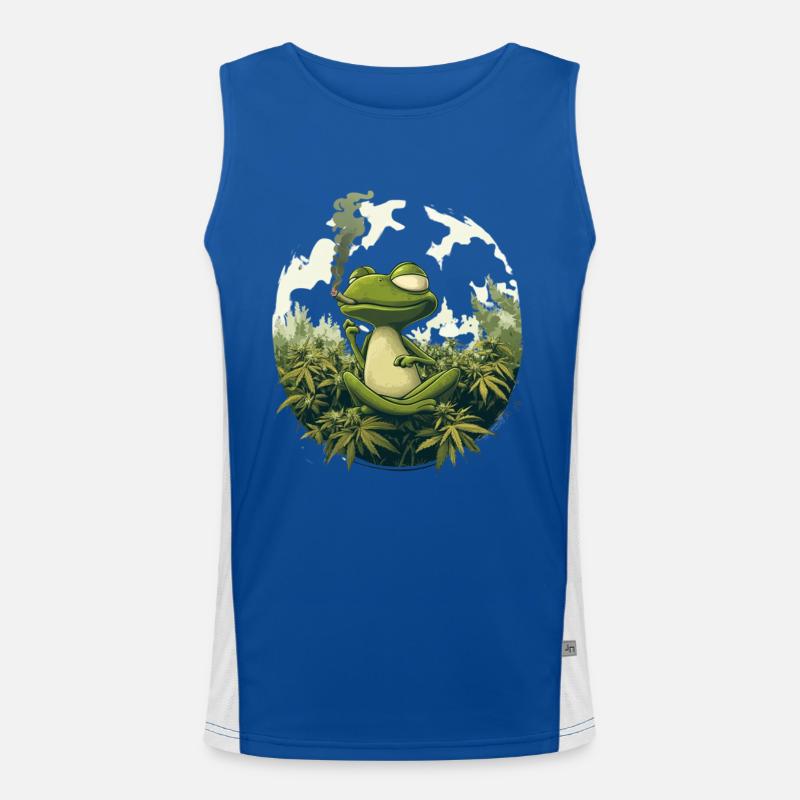 Grenouille en position de lotus avec articulation - Weed Frog Design Débardeur respirant contrasté Homme 