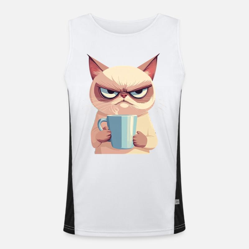Grumpy Style: with Coffee - Men's Functional Contrast Tank Top  - white/black