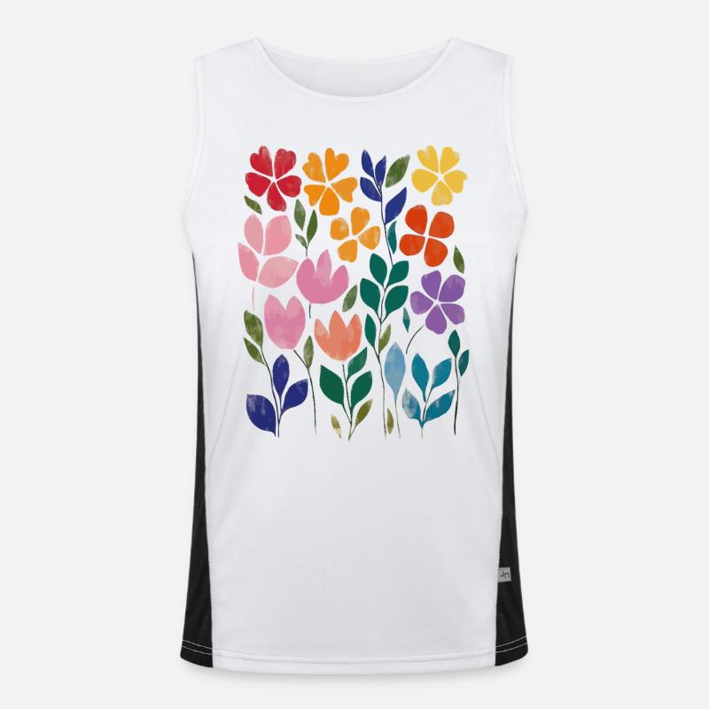Matisse inspires: floral pattern in watercolor style Men's Functional Contrast Tank Top 