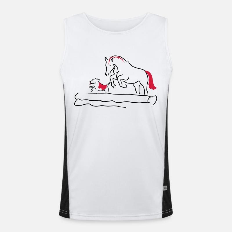 Springpferd mit Hund Funktionelles Kontrast-Tank Top für Männer 