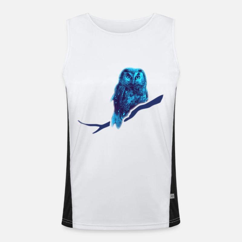owl owlet bird night Men's Functional Contrast Tank Top 