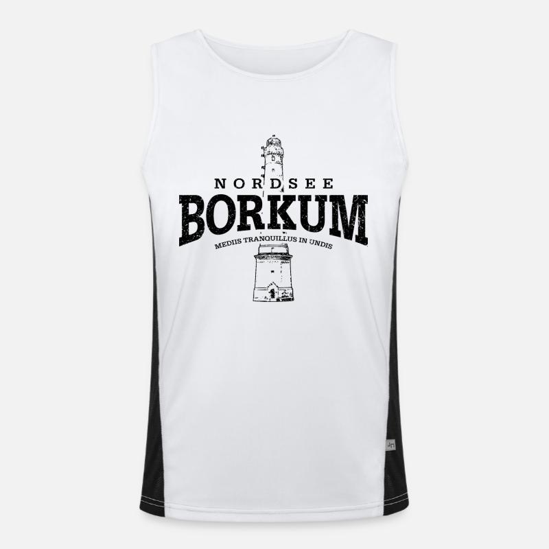Borkum North Sea (black oldstyle) Men's Functional Contrast Tank Top 