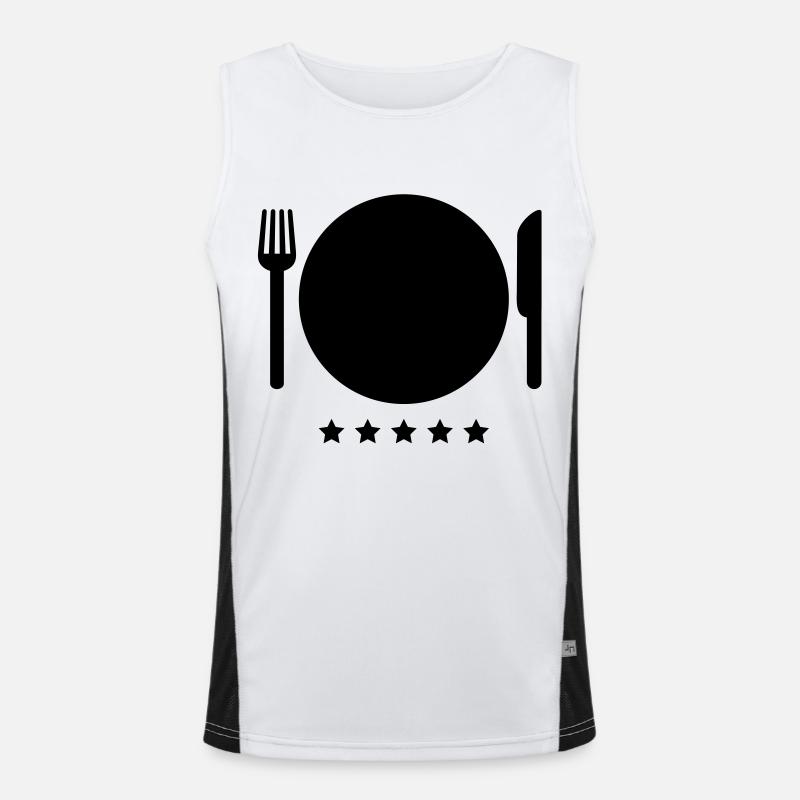 essen_teller__messer_gabel__f1 Débardeur respirant contrasté Homme 