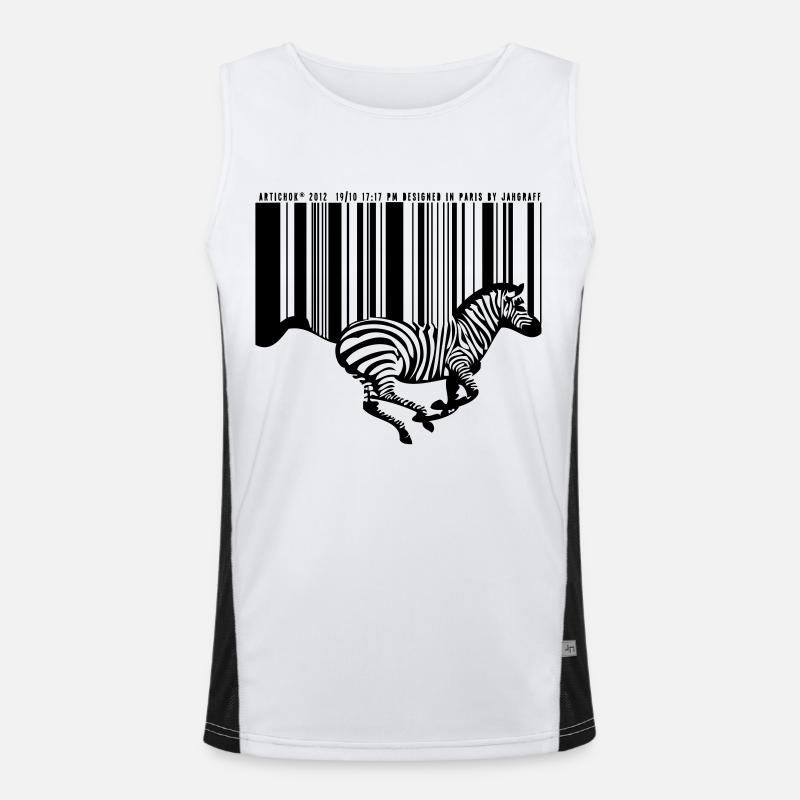 ZEBRA BARCODE - Men's Functional Contrast Tank Top  - white/black