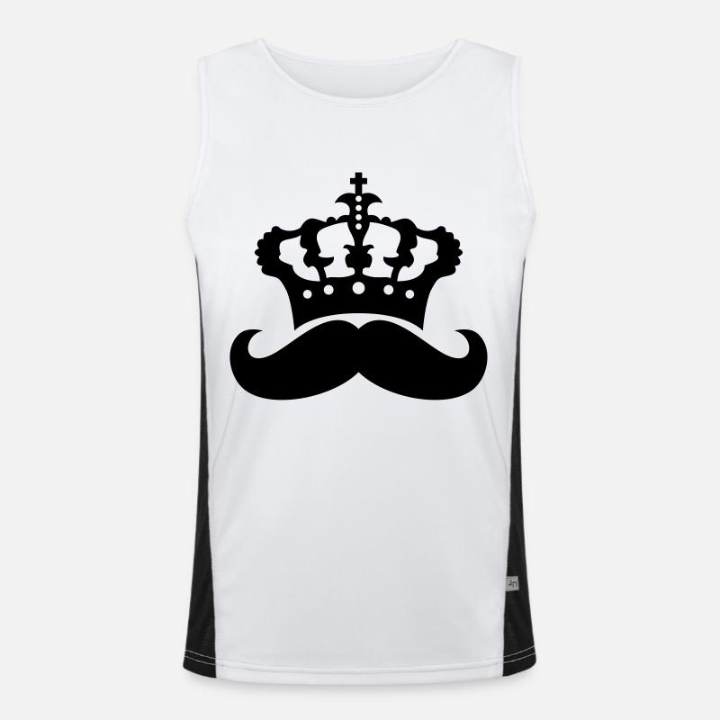 king crown ruler prince mustache mustache Men's Functional Contrast Tank Top 