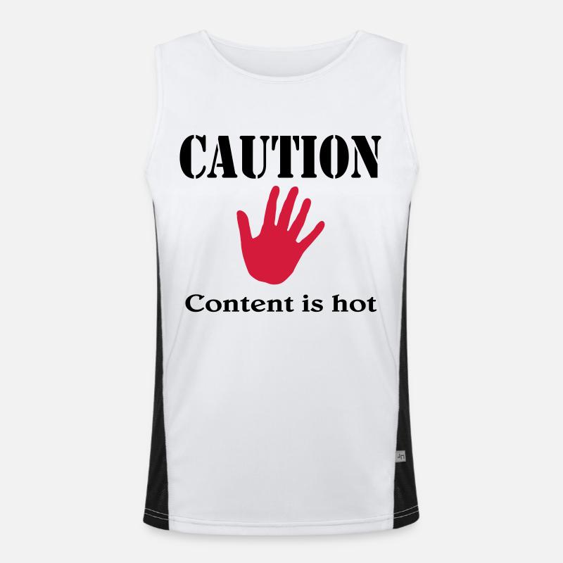 Caution, content is hot - Funktionel kontrast tanktop til herrer  - hvid/sort