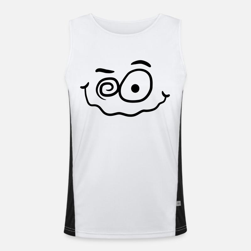 Crazy funny insane smiley face Men's Functional Contrast Tank Top 