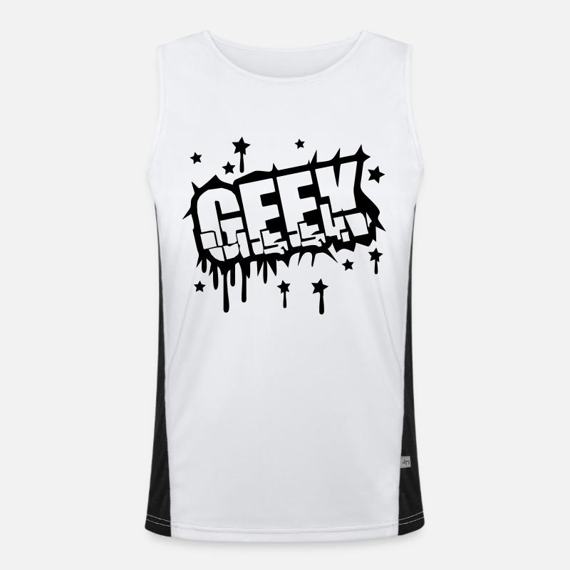 Geek Zerbrochenes Graffiti Design - Men's Functional Contrast Tank Top  - white/black