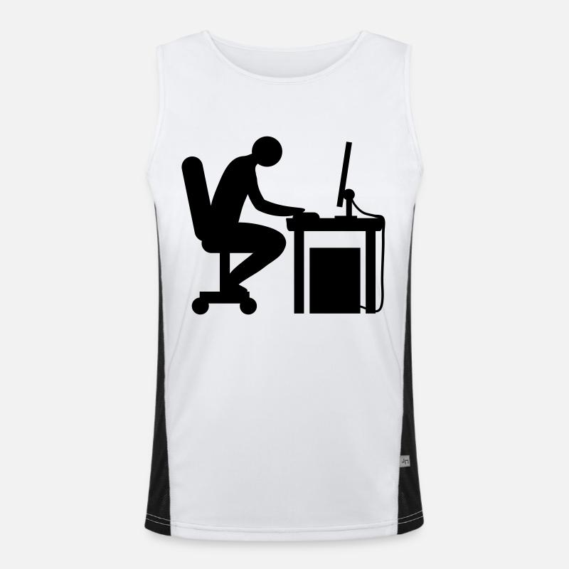Computer desk nerd - Men's Functional Contrast Tank Top  - white/black