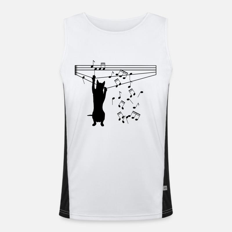 Cat plays with notes Men's Functional Contrast Tank Top 