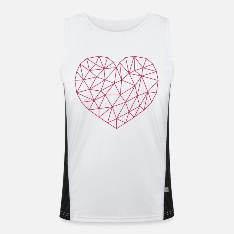 Grid Heart Pattern Men's Functional Contrast Tank Top 
