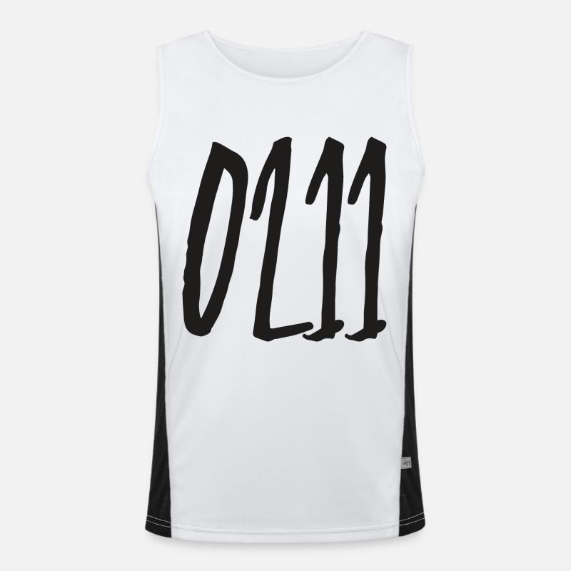 0211 Area code Düsseldorf - Men's Functional Contrast Tank Top  - white/black