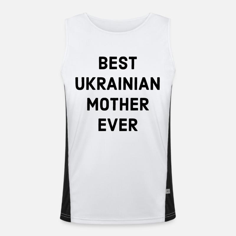Ukrainische Mutter Spruch Funktionelles Kontrast-Tank Top für Männer 