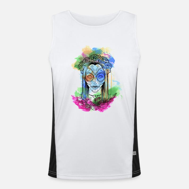 Une belle et drôle aquarelle Calavera Design Débardeur respirant contrasté Homme 