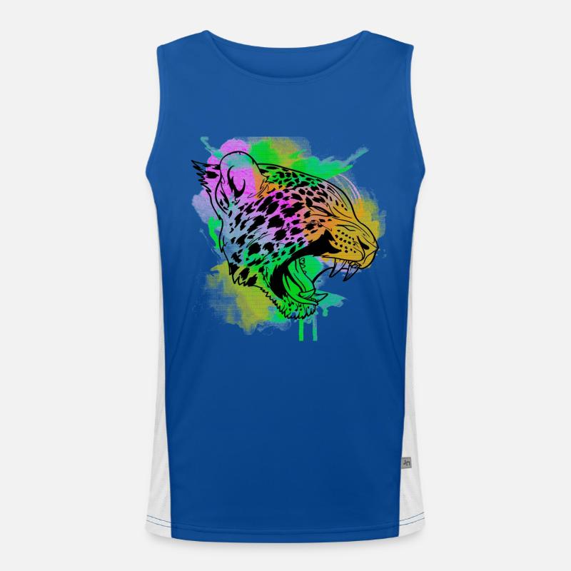 A Beautiful and Fun Watercolor Leopard Design Men's Functional Contrast Tank Top 