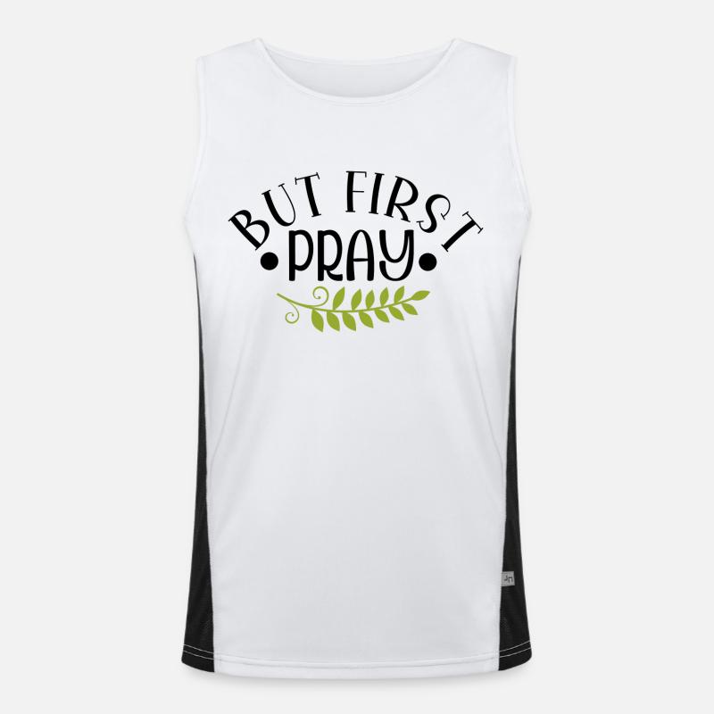But First Pray Men's Functional Contrast Tank Top 