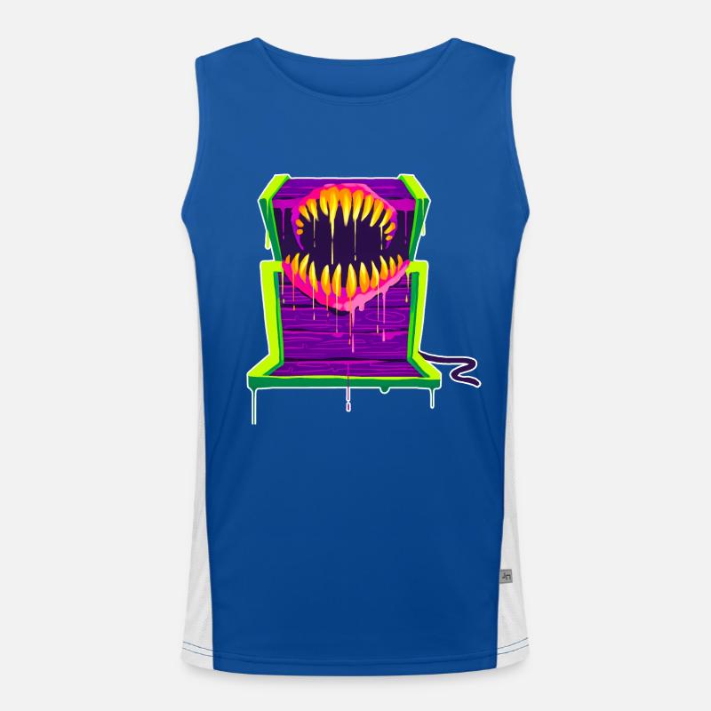 A Beautiful and Funny Mimic Monster Design Men's Functional Contrast Tank Top 