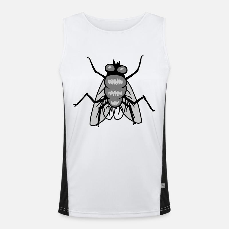 Small House Fly Insect Design Men's Functional Contrast Tank Top 