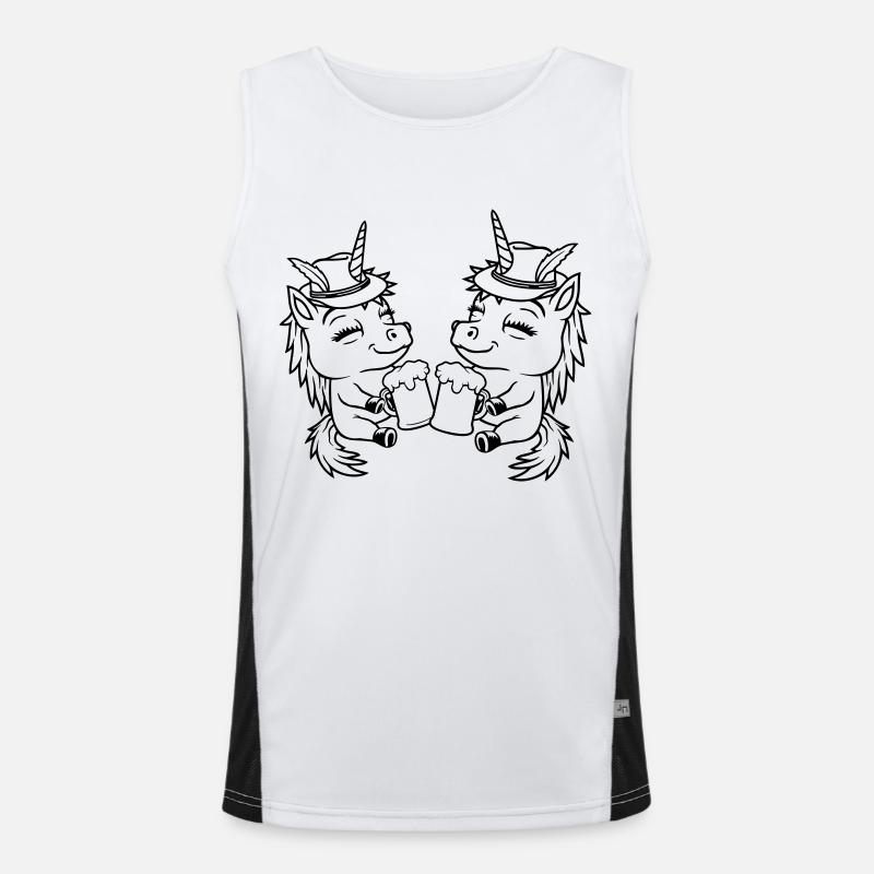 Einhorn Team Bier Anstoßen Funktionelles Kontrast-Tank Top für Männer 