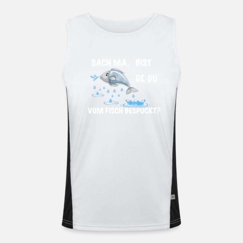Fisch Spruch lustig Sächsich Funktionelles Kontrast-Tank Top für Männer 