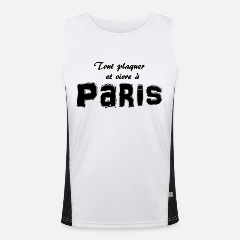 Tout plaquer et vivre à Paris #tshirtparis #Paris Débardeur respirant contrasté Homme 