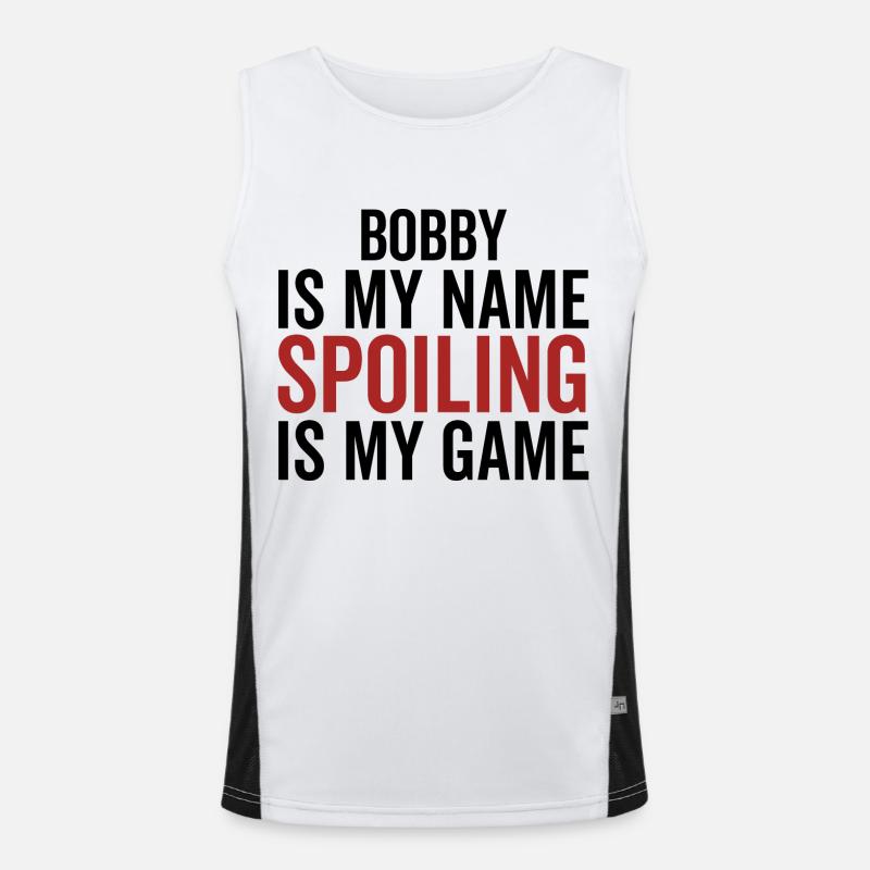 Bobby est mon nom Spoiling est mon jeu Débardeur respirant contrasté Homme 
