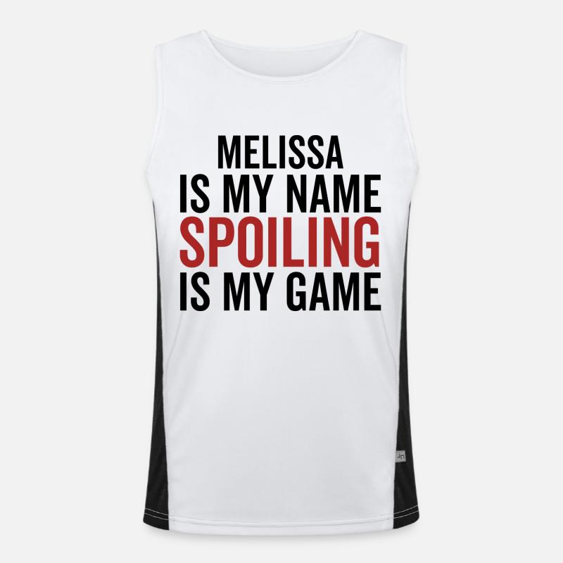 Melissa est mon nom Spoiling est mon jeu Débardeur respirant contrasté Homme 