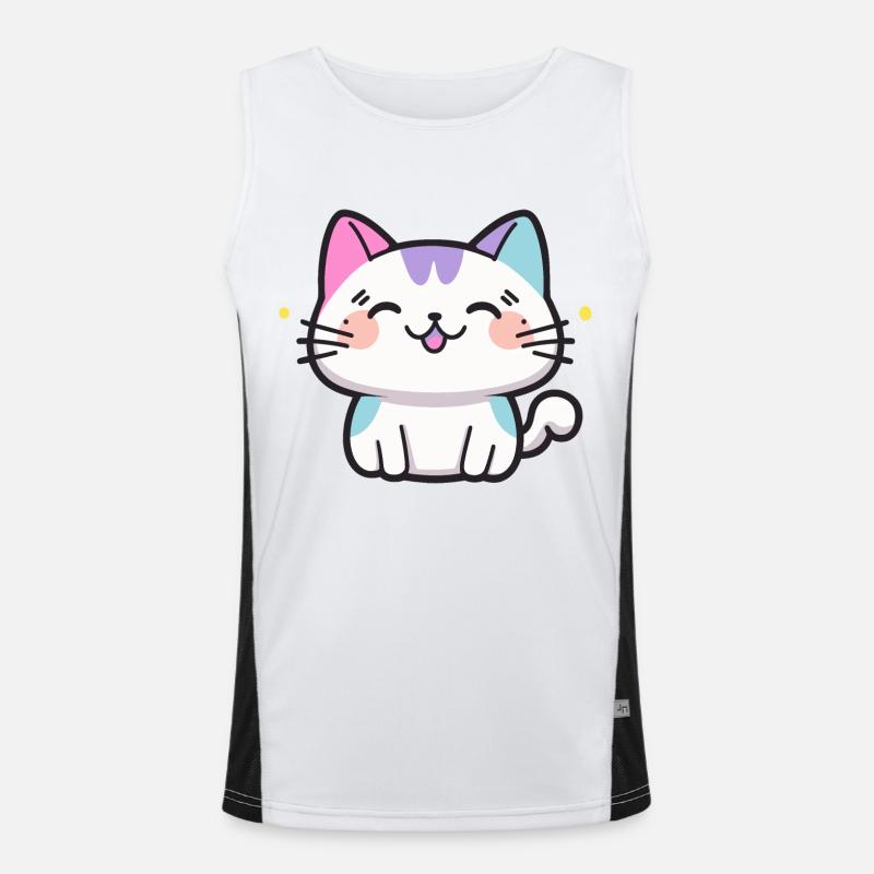 Cute happy cat Men's Functional Contrast Tank Top 