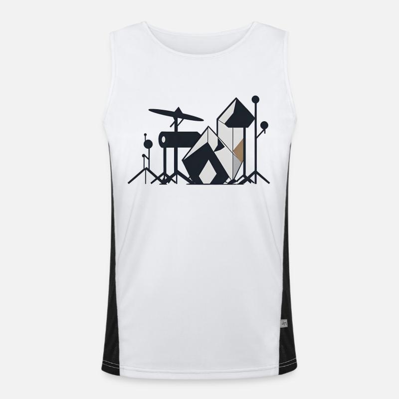 Geometric Drum Set Men's Functional Contrast Tank Top 