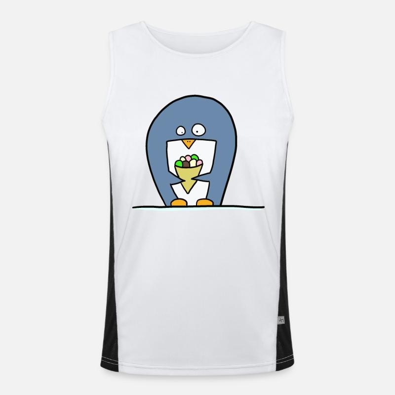 Pinguin mit Eiscreme Funktionelles Kontrast-Tank Top für Männer 