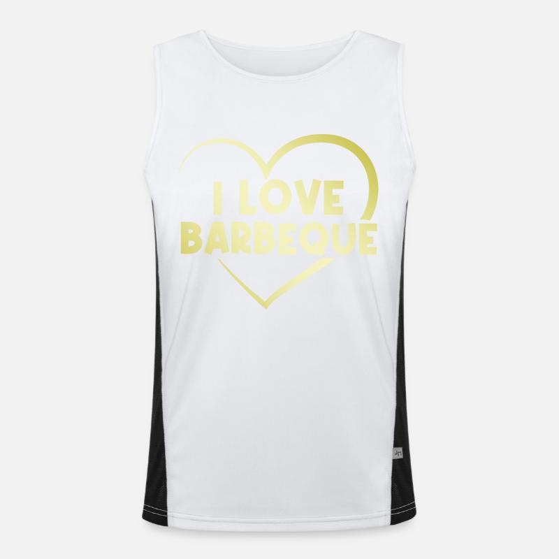 Ich liebe Barbeque Funktionelles Kontrast-Tank Top für Männer 