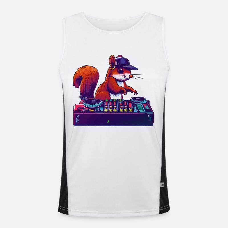 Squirrel DJ Gift Idea - Men's Functional Contrast Tank Top  - white/black