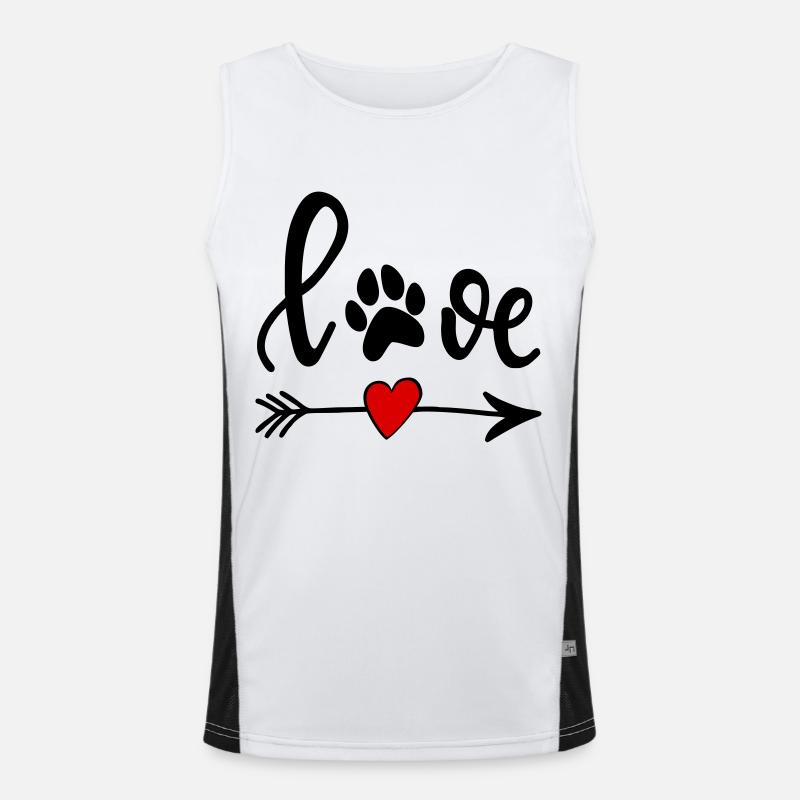 Love mit Hundepfote - Pfeil mit Herz Funktionelles Kontrast-Tank Top für Männer 