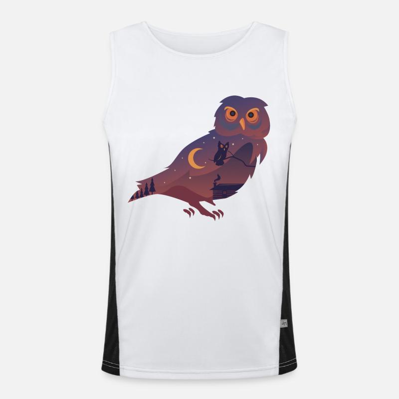 Eule Nachteule Funktionelles Kontrast-Tank Top für Männer 