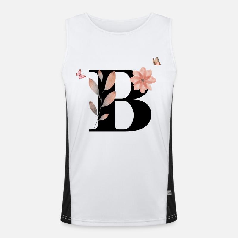 Buchstabe b Wildblumen Aquarelle Funktionelles Kontrast-Tank Top für Männer 