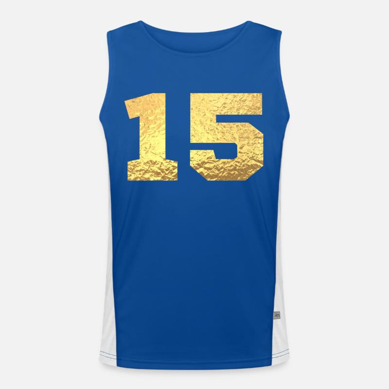 Numéro 15 paillettes doré - 15e anniversaire Débardeur respirant contrasté Homme 