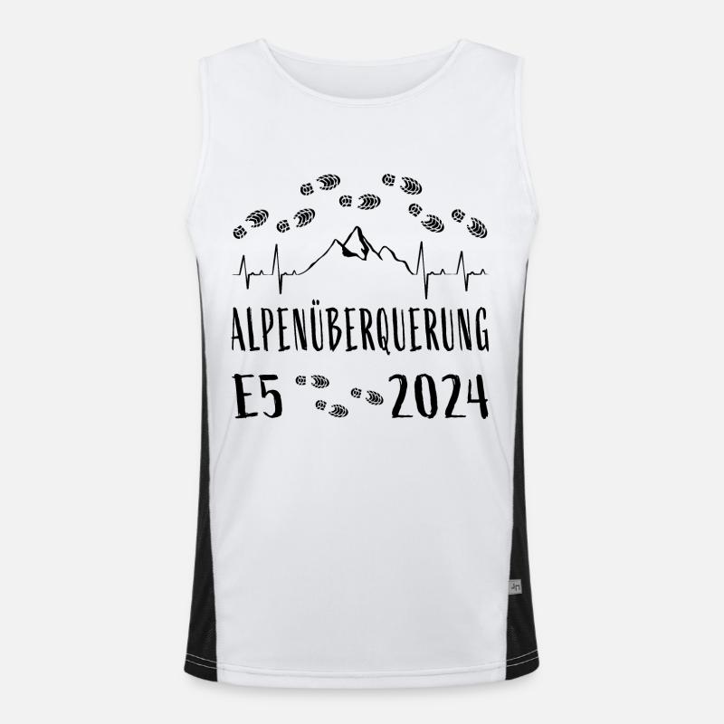 Alpenüberquerung E5 2024 Herzschlag Funktionelles Kontrast-Tank Top für Männer 