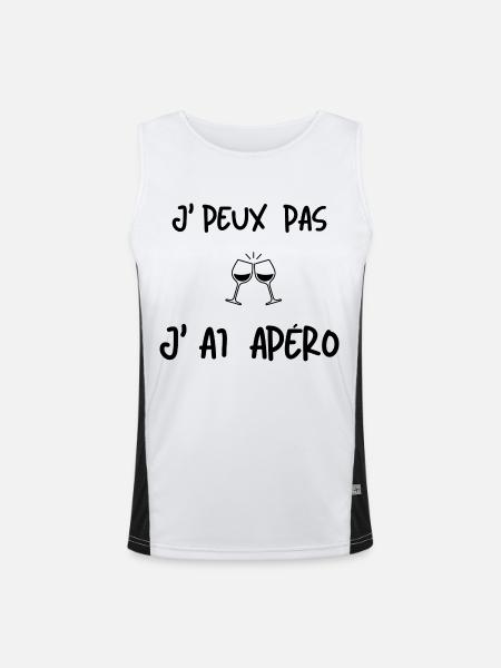 J'peux pas j'ai apéro - Débardeur respirant contrasté Homme  - blanc/noir - Devant