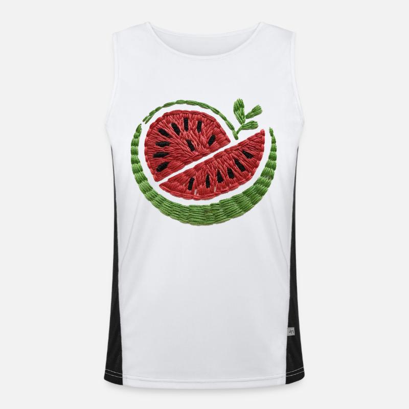 Pastèque brodée Débardeur respirant contrasté Homme 