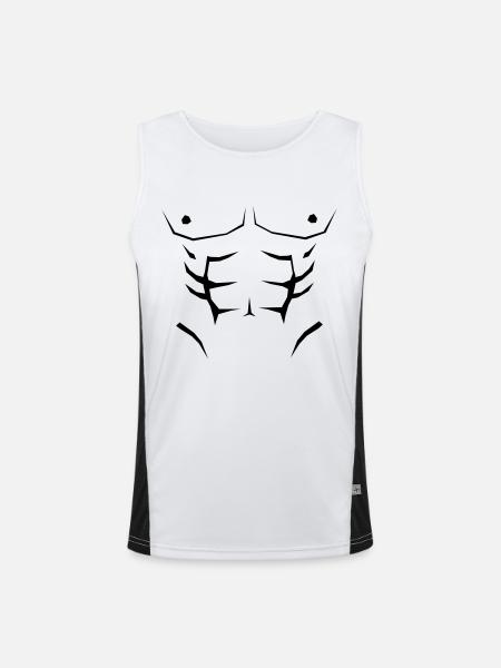Faux abdos - Débardeur respirant contrasté Homme - blanc/noir