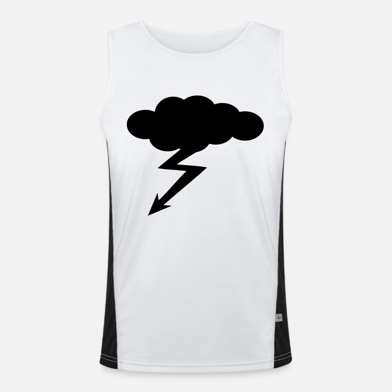 nuage - éclair - orage - Débardeur respirant contrasté Homme  - blanc/noir
