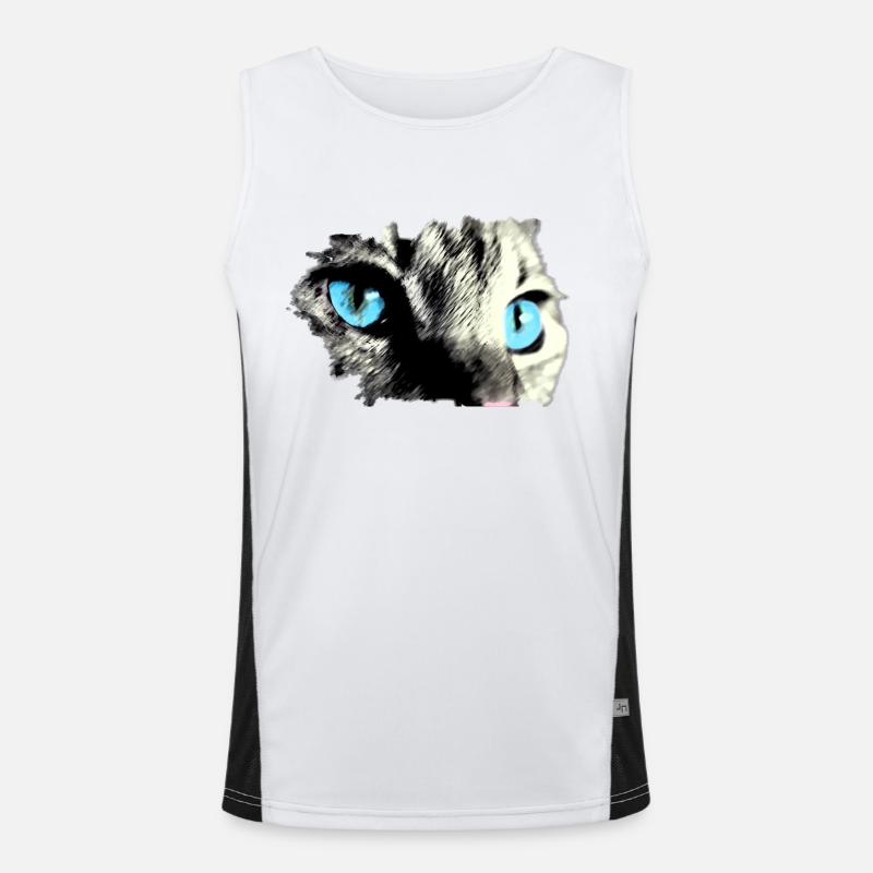 Katze mit blauen Augen! schöne Geschenkidee Funktionelles Kontrast-Tank Top für Männer 
