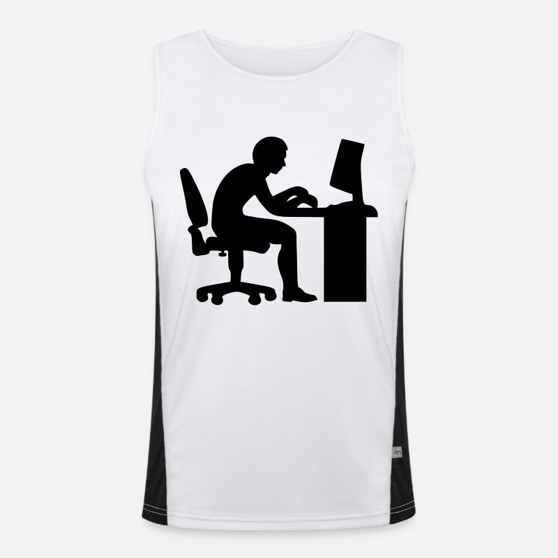 Office computer - Men's Functional Contrast Tank Top  - white/black