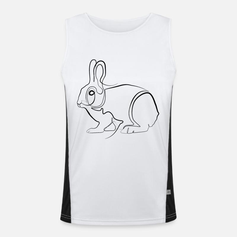 Kaninchen Hase - one-line drawing Funktionelles Kontrast-Tank Top für Männer 