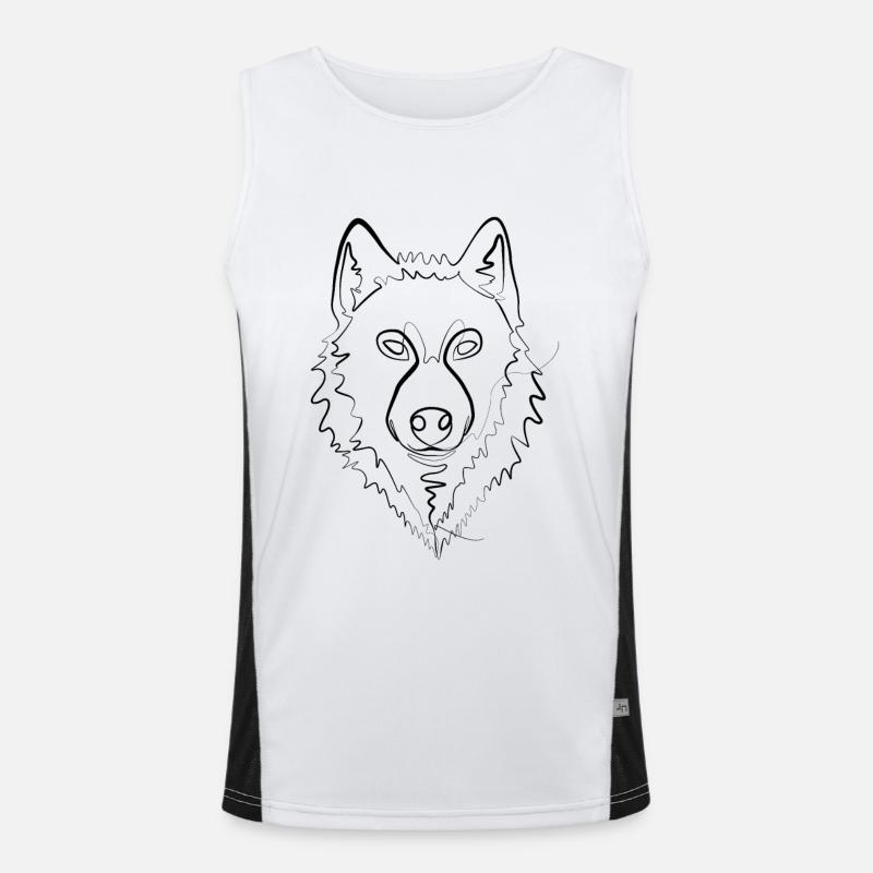 Wolf - one line drawing Débardeur respirant contrasté Homme 