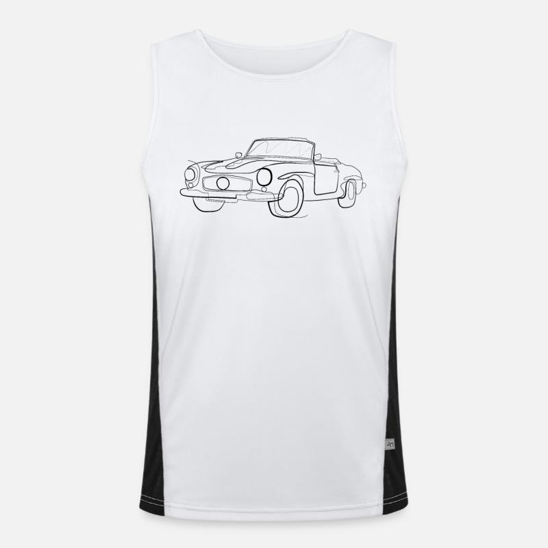 Oldtimer Cabrio - one line drawing - Men's Functional Contrast Tank Top  - white/black