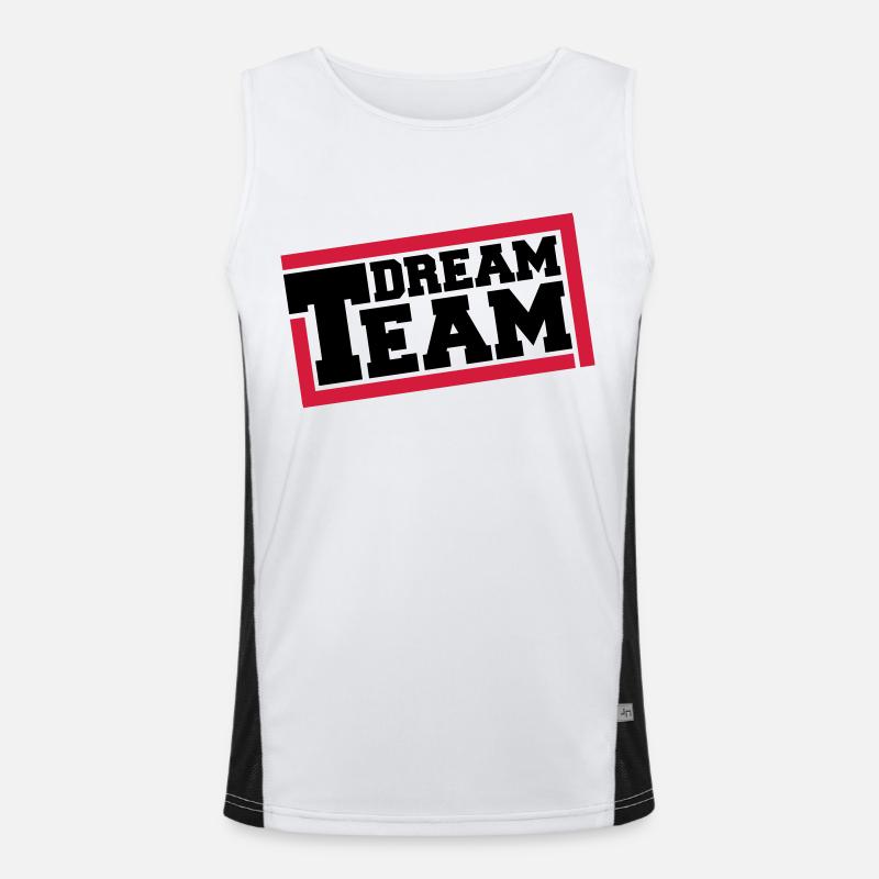 Text Logo Design Freunde Paar Pärchen Dream Team Funktionelles Kontrast-Tank Top für Männer 