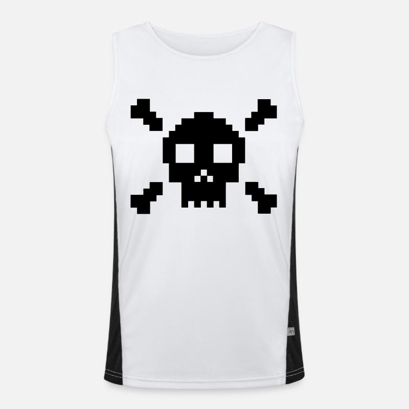 Pixel Skull Men's Functional Contrast Tank Top 