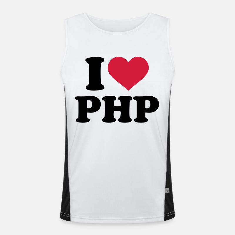 I love PHP - Men's Functional Contrast Tank Top  - white/black