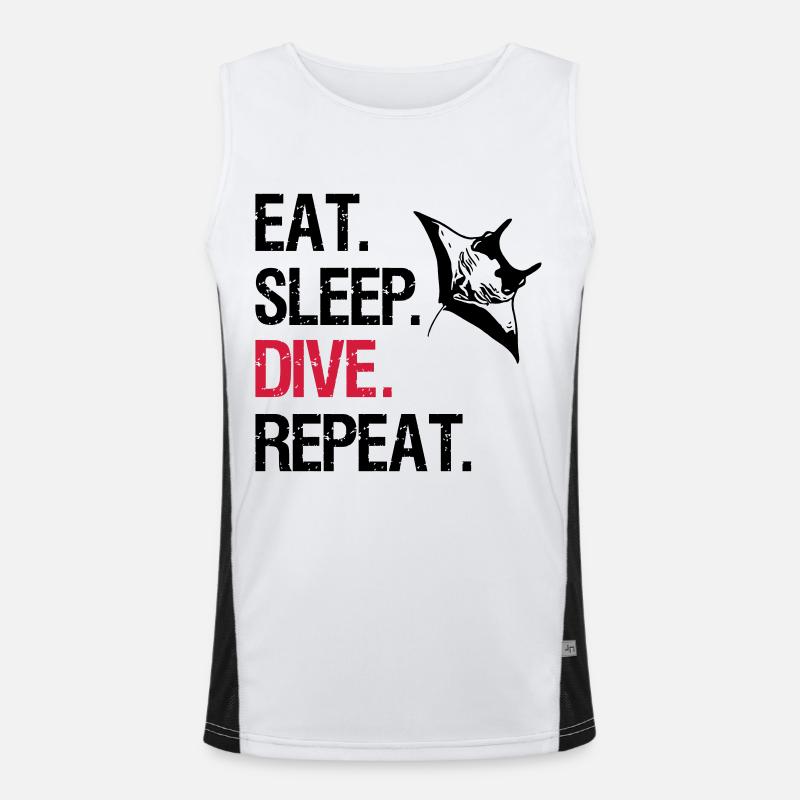 Eat Sleep Dive Repeat - Manta Ray - Vector Design Men's Functional Contrast Tank Top 